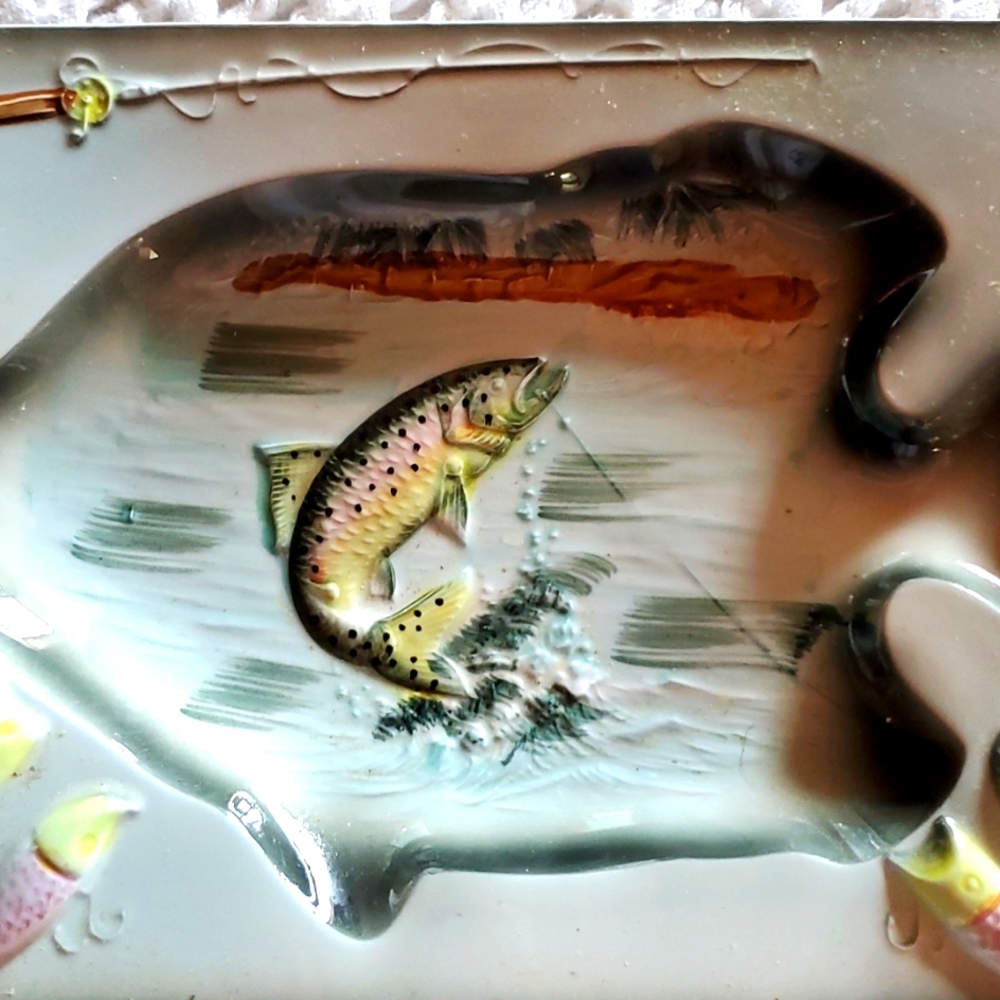 💥SOLD💥Occupied Japan Hand Crafted Trout Dish/Ashtray - Picture 2 of 13